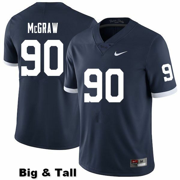 NCAA Nike Men's Penn State Nittany Lions Rodney McGraw #90 College Football Authentic Big & Tall Navy Stitched Jersey JWT3098MQ
